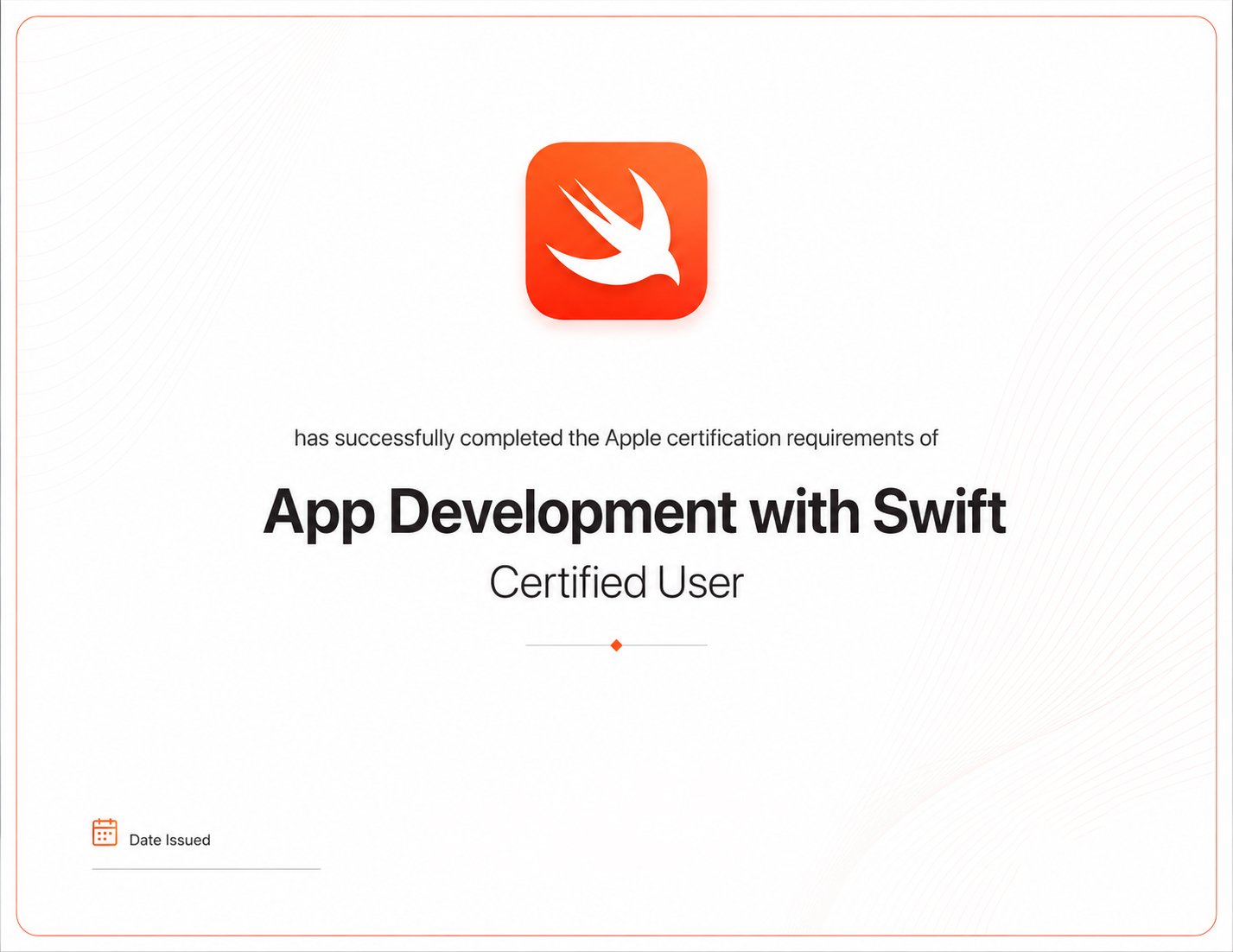 Apple App Development with Swift sample certificate